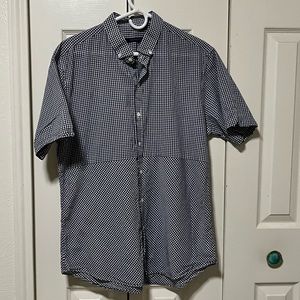 Zachary Prell navy and white gingham short sleeve men’s shirt. Size XL.